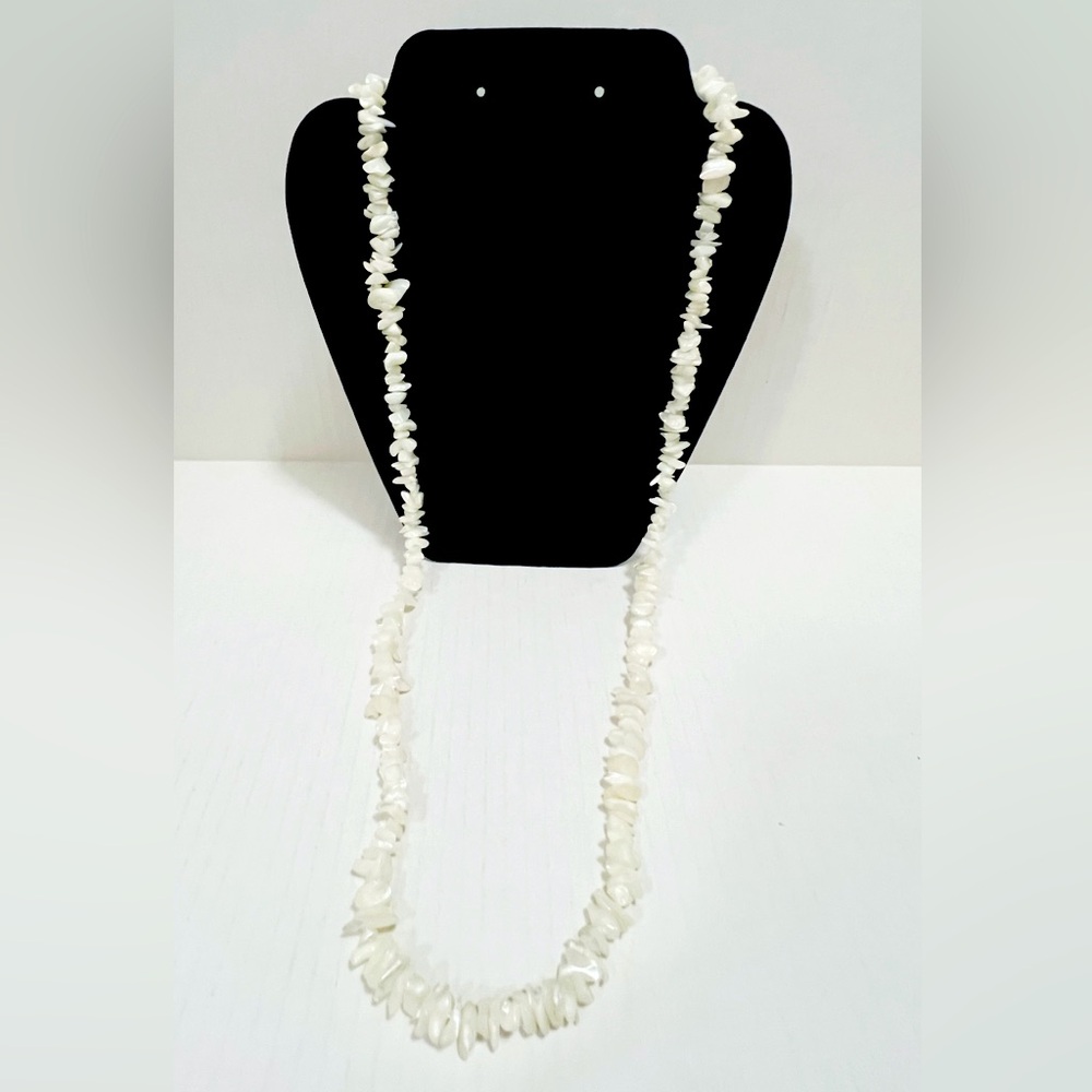 New White Shell Chip Necklace 18 inches long
